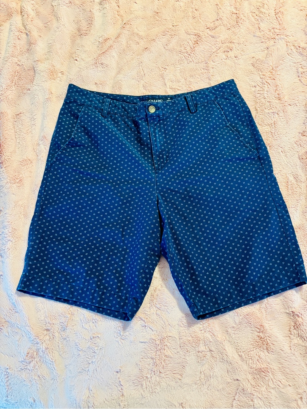 Chaps Men’s Navy Printed Cotton Chino Shorts Size 34